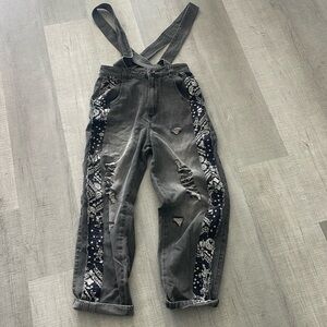 Denim Suspender Pants